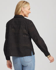 Embroidered Eyelet Collared Shirt