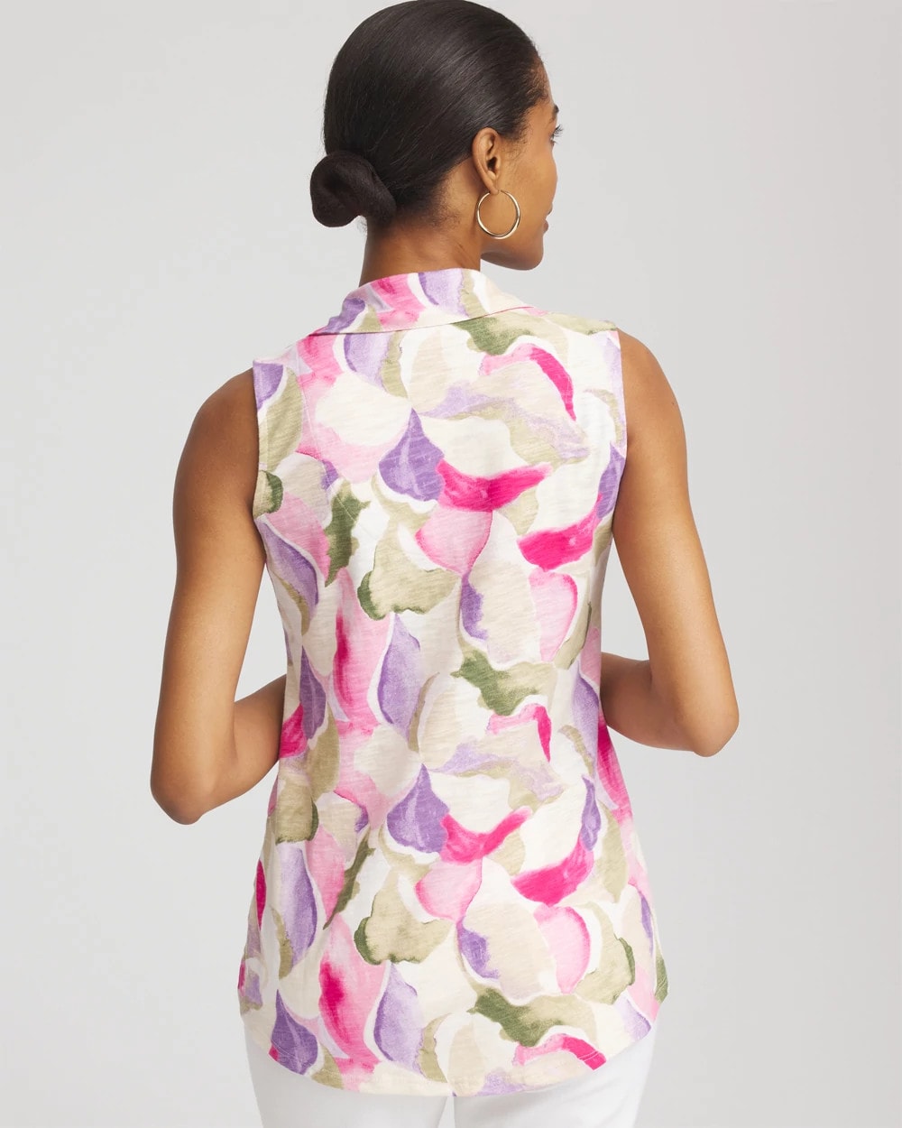 Watercolor Slub Sleeveless Collared Tunic