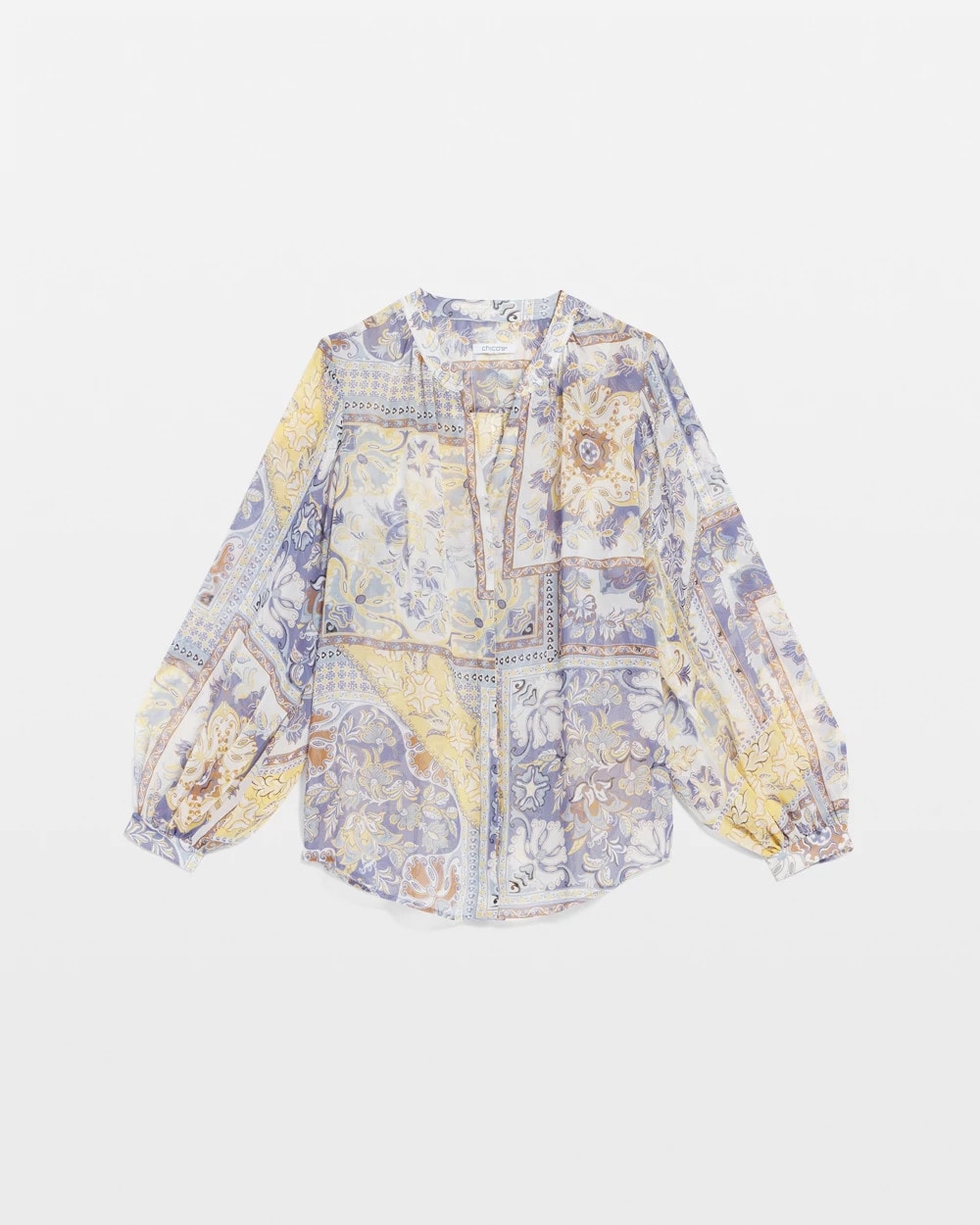 Artisanal Georgette Blouson-Sleeve Blouse