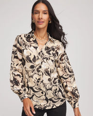 Floral Burnout Blouson-Sleeve Blouse