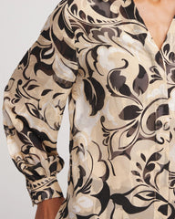 Floral Burnout Blouson-Sleeve Blouse