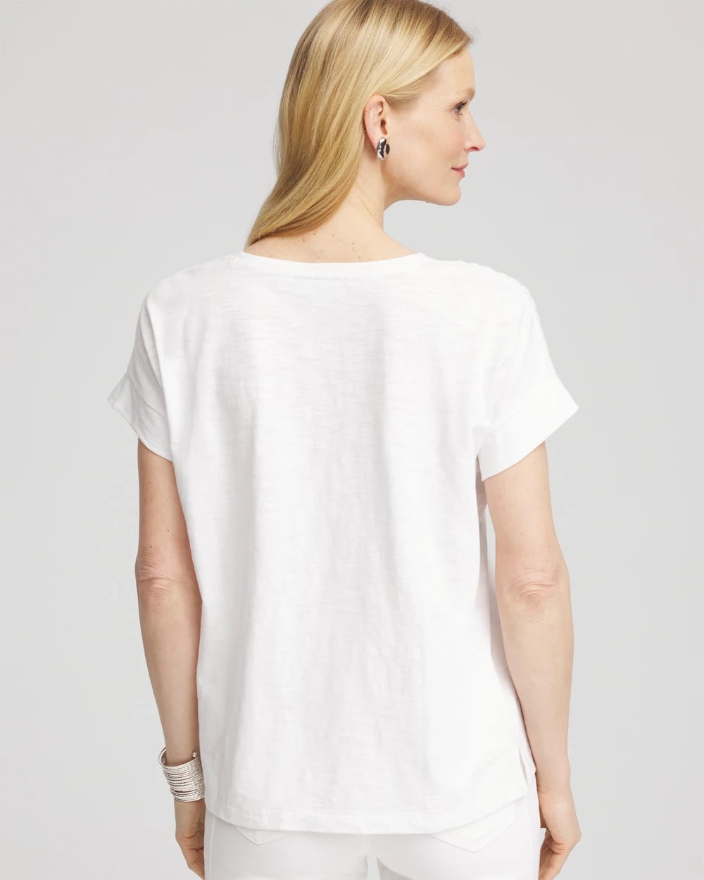 Paillette Trim Cotton Slub Tee