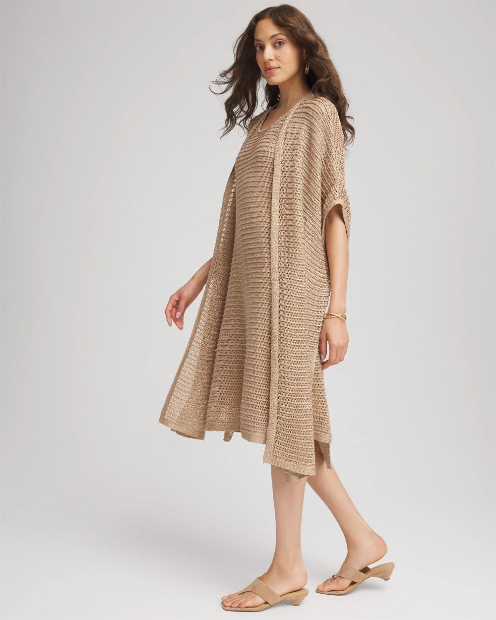 Crochet-Knit Sequins Ruana