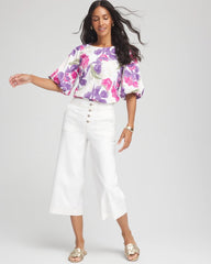 Floral Bubble Sleeve Top