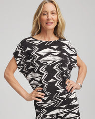 Travelers™ Crinkled Knit Geo-Print Top