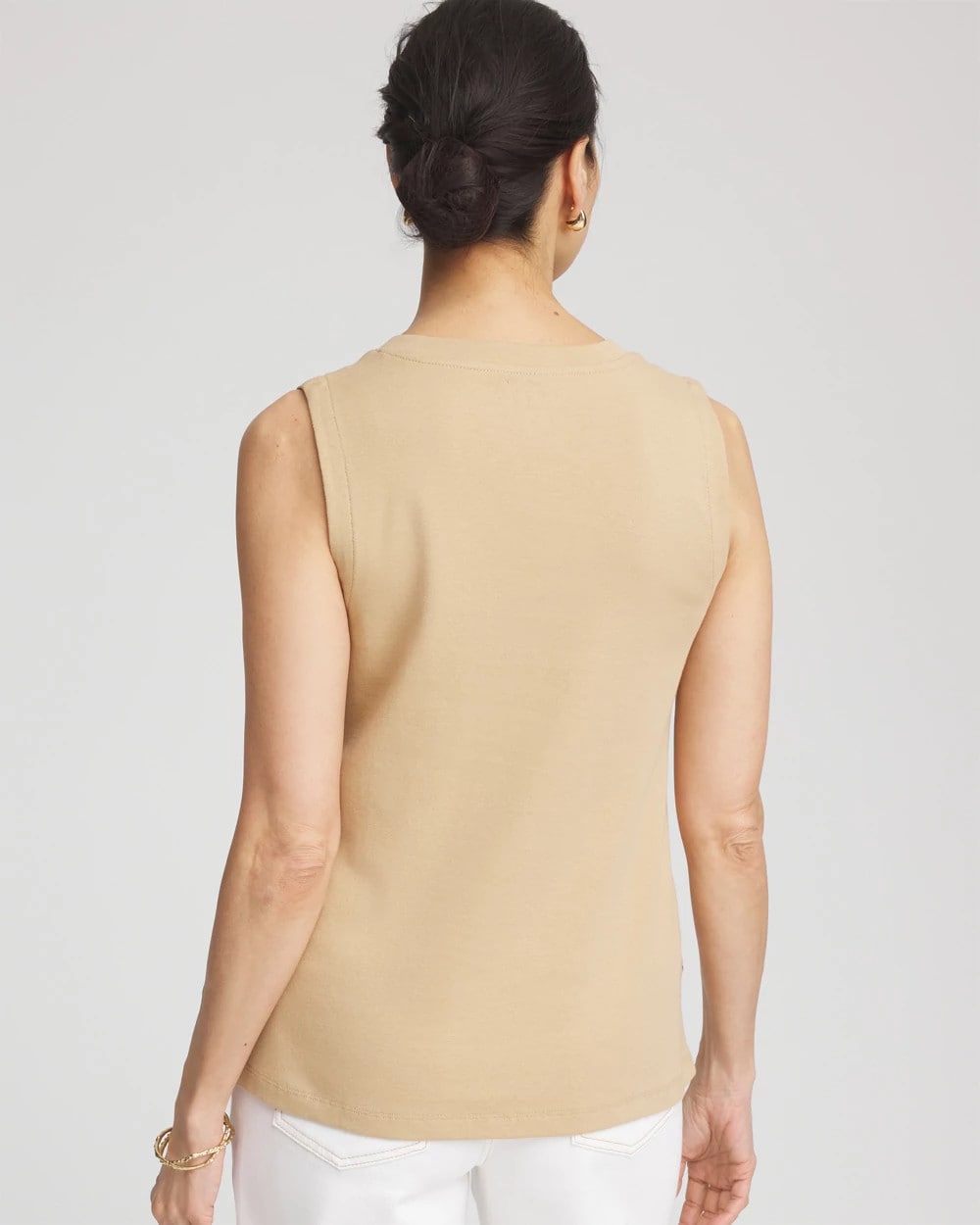 Sleeveless V-Neck Button Tank