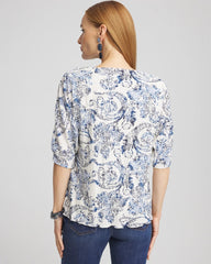 Snakeskin Print Crinkle Elbow Sleeve Tee
