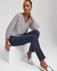 Striped Crinkled Raglan Top