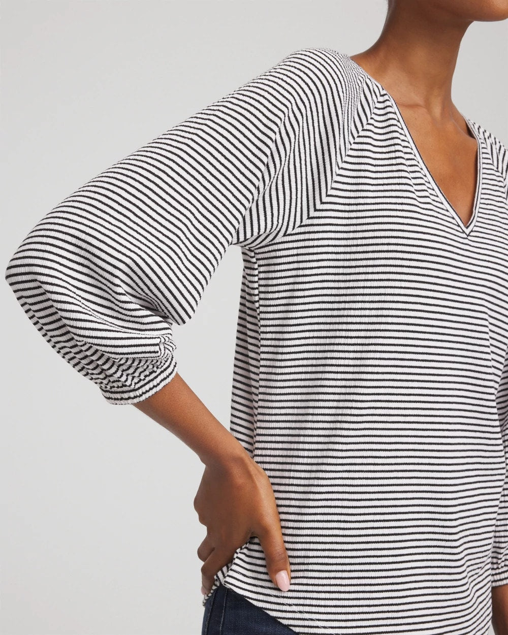 Striped Crinkled Raglan Top