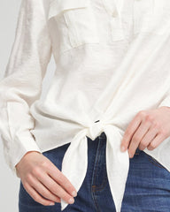 Textured Tie-Front Pullover Top