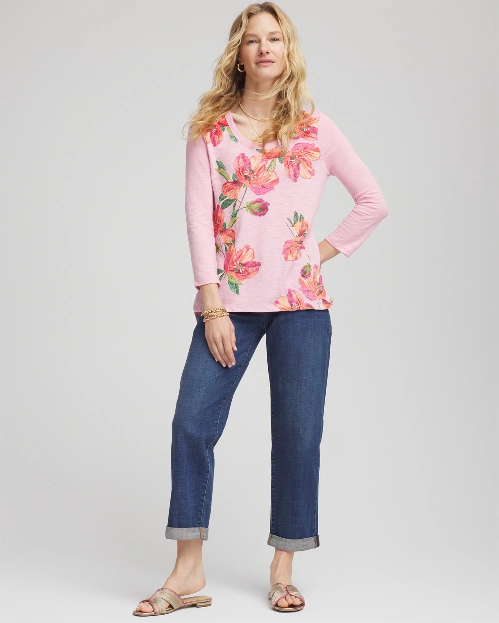Floral 3/4 Sleeve Tee