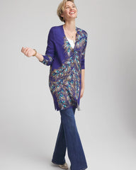 Ella Peacock-Print Cardigan Sweater