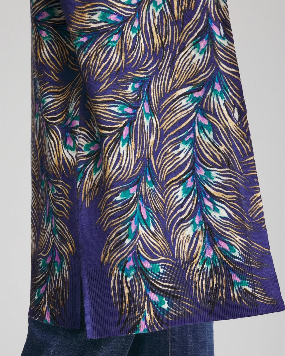 Ella Peacock-Print Cardigan Sweater