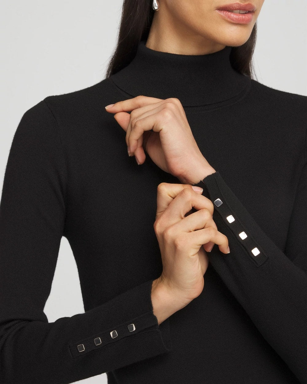 Ella Button Cuff Turtleneck Sweater