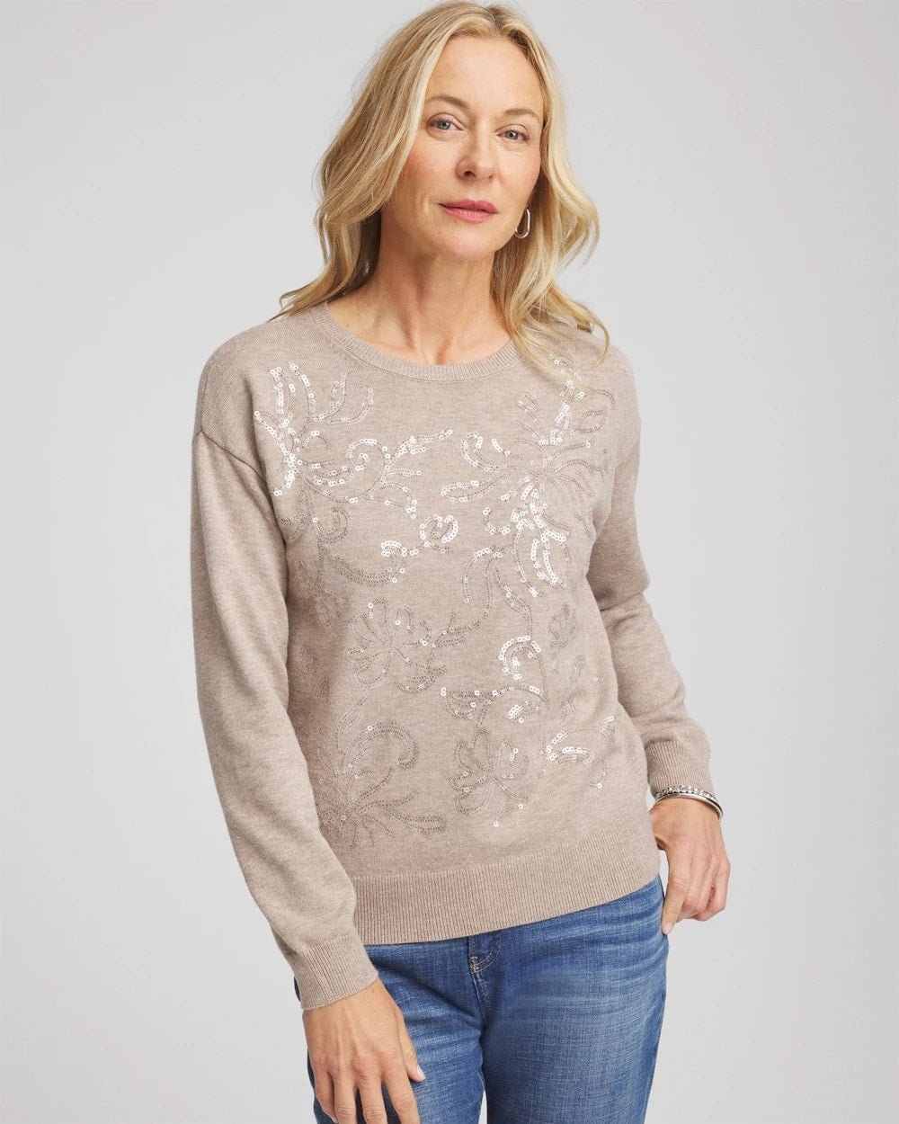 Floral Sequined Pullover
