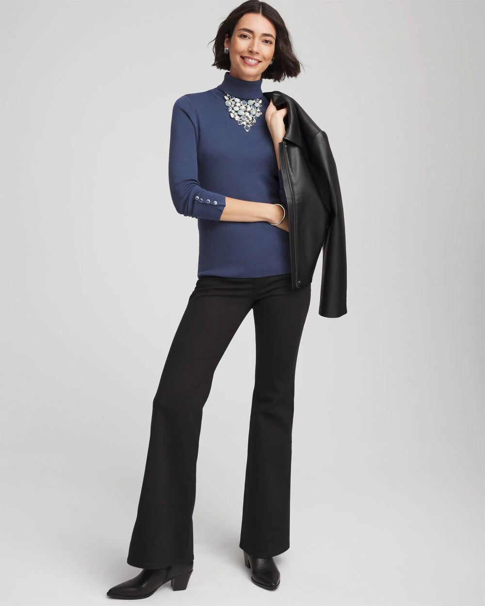 Ella Button Cuff Turtleneck Sweater