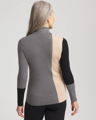 Ella Colorblock Intarsia Turtleneck Sweater