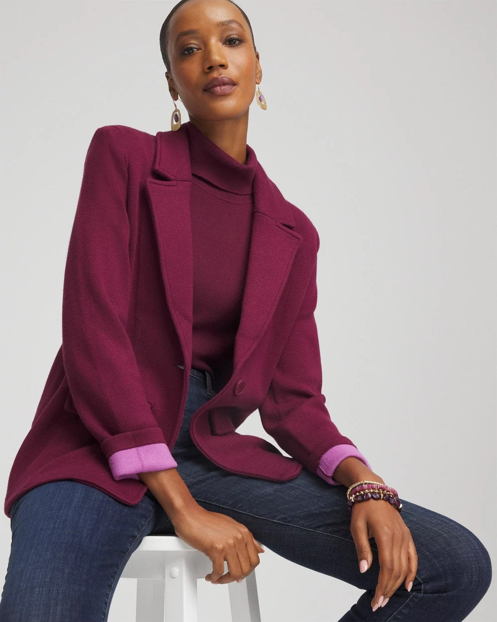 Single-Breasted Sweater Blazer