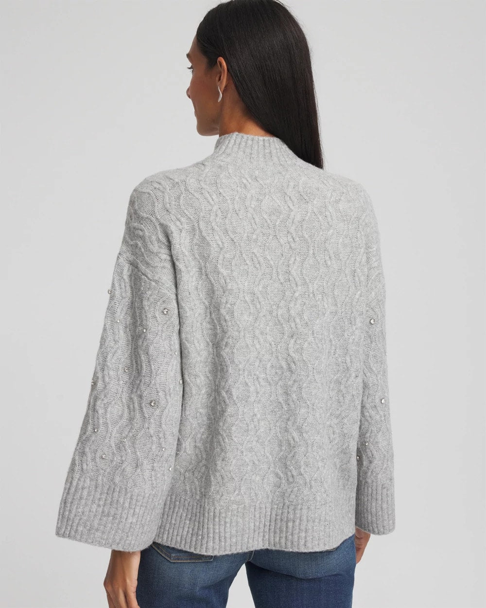 Sequined Cable Knit Sweater