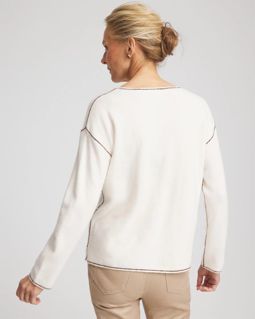 Contrast Stitch V-Neck Sweater