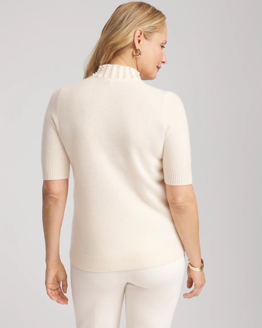 Cashmere Pearl Mockneck Sweater