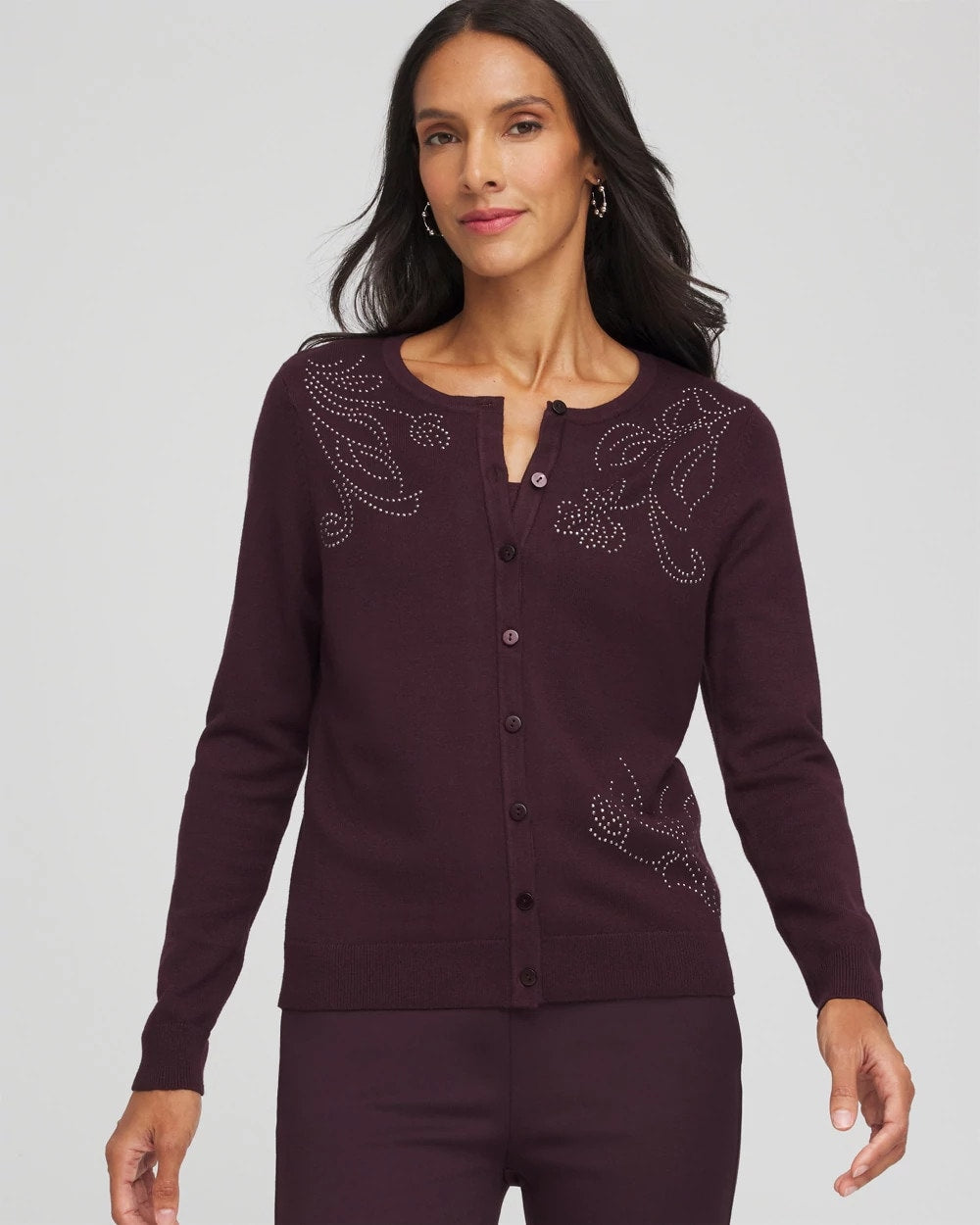 Embellished Crewneck Cardigan
