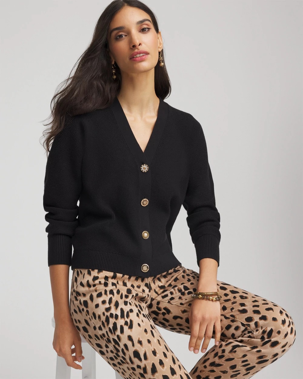 Relaxed-Fit Button-Front Cardigan