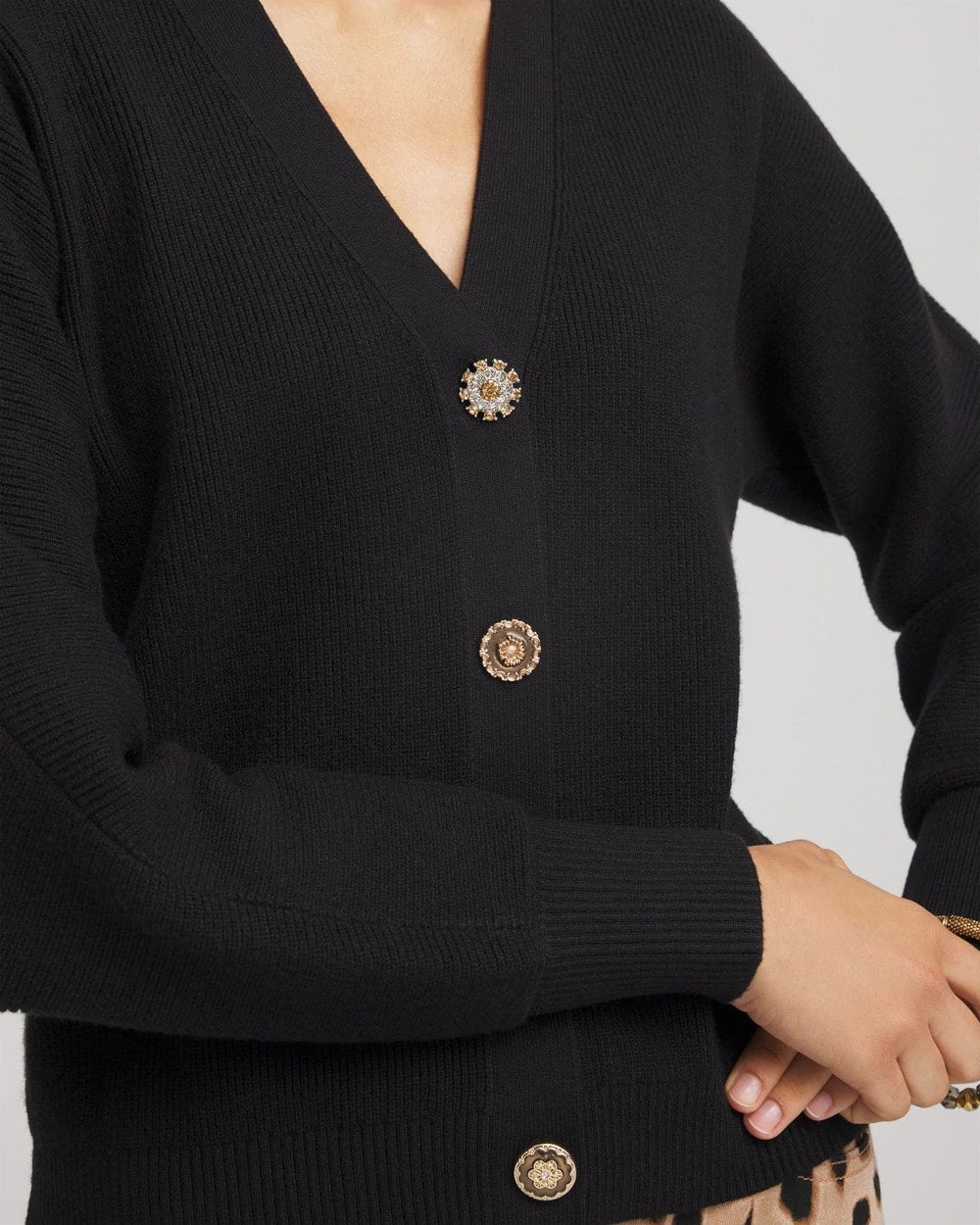 Relaxed-Fit Button-Front Cardigan