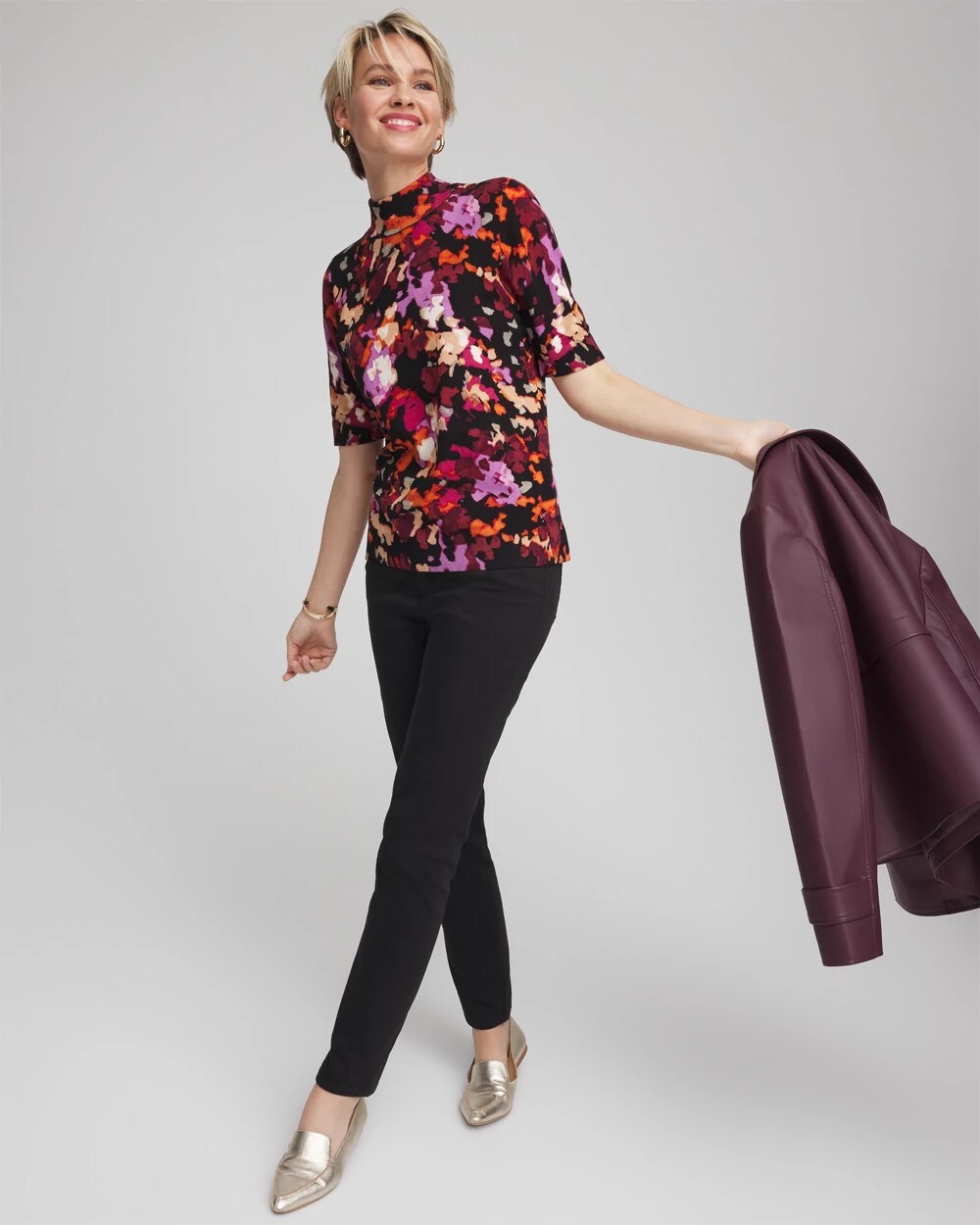 Ella Mockneck Painterly Pullover Sweater