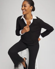 Embellished Layered Collar Shirt Sweater