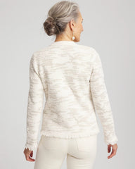 Fringe Textured V-Neck Cardigan