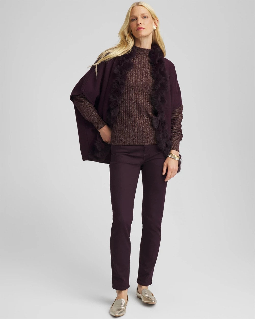 Metallic Ribbed Pullover