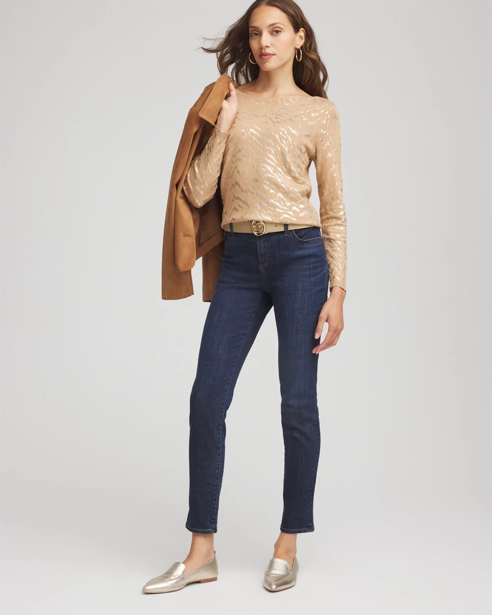 Ella Boatneck Foiled Pullover Sweater