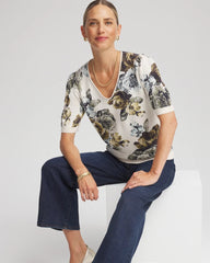 Floral V-Neck Sweater Tee