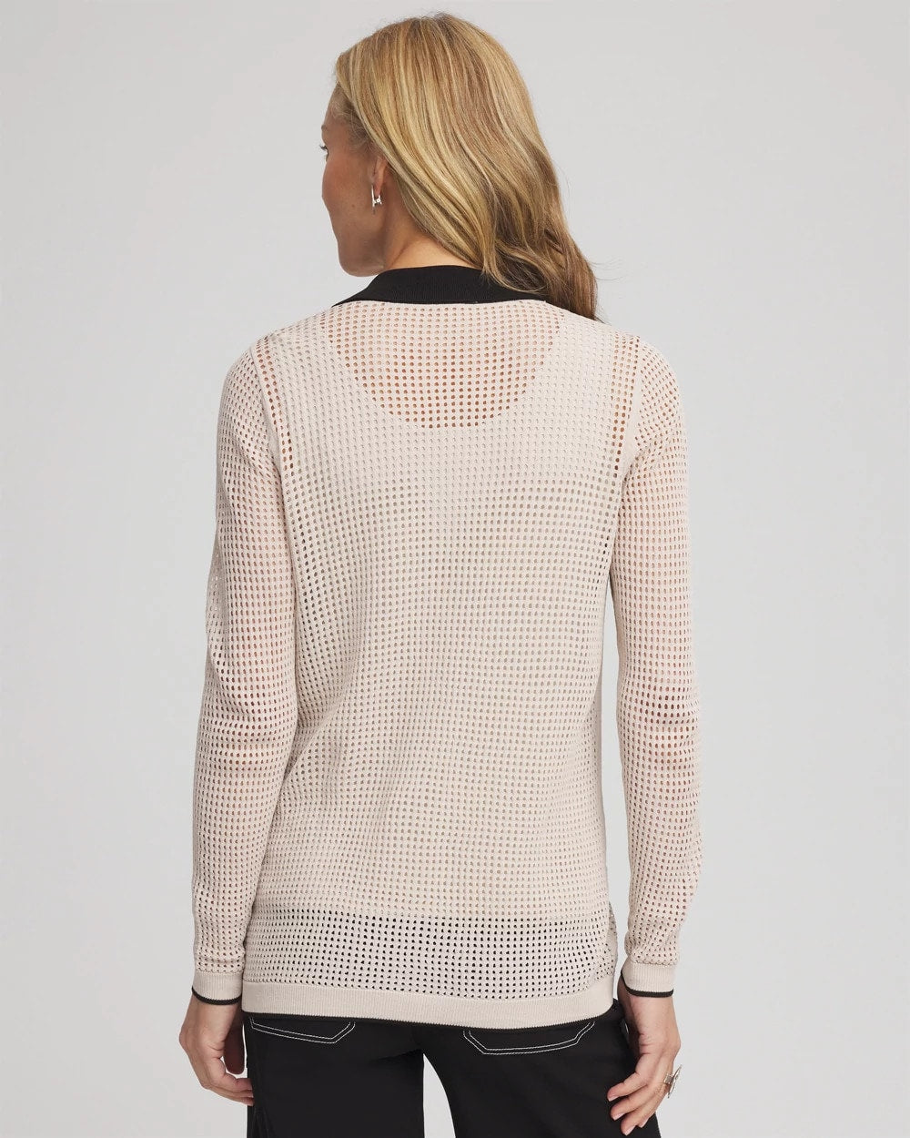 Pointelle Polo Cardigan