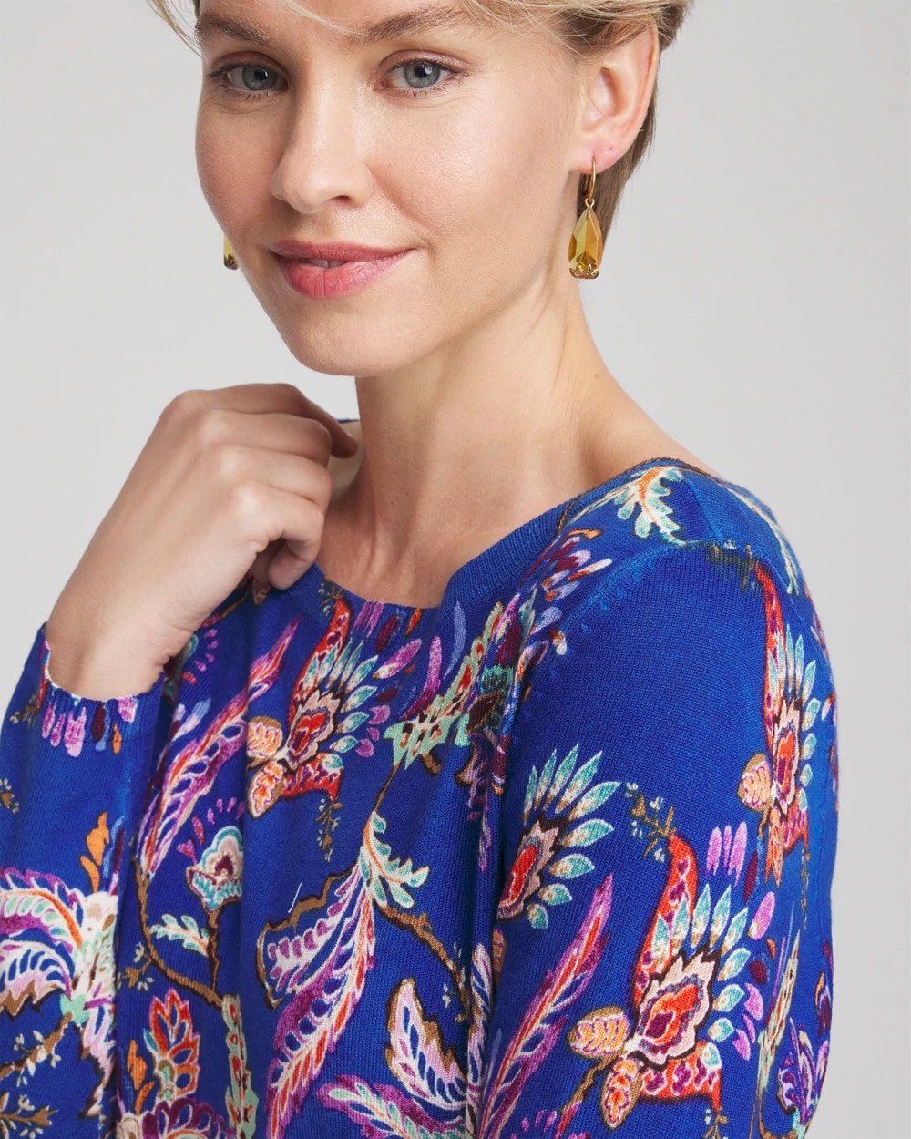 Ella Boatneck Printed Pullover Sweater