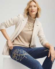 Metallic Turtleneck Pullover Sweater