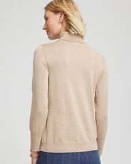 Metallic Turtleneck Pullover Sweater