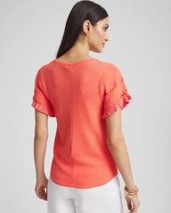 Cutout Short-Sleeved Pullover Sweater