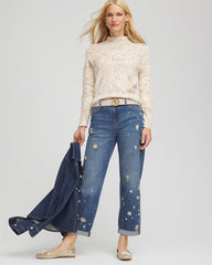 Ella Jacquard Mockneck Sweater