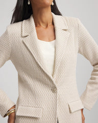 Metallic Rhinestone Sweater Blazer