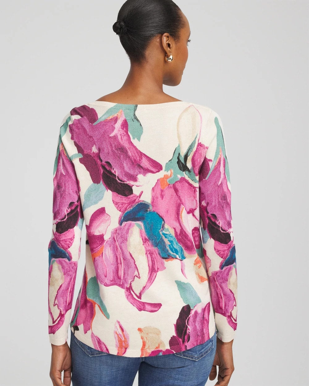 Ella Boatneck Watercolor Pullover Sweater
