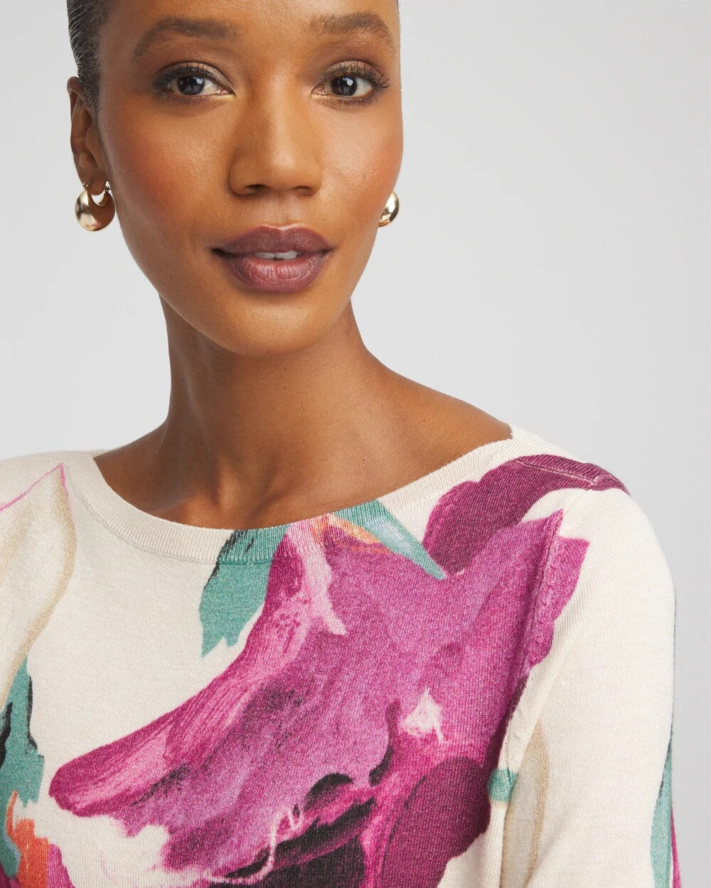 Ella Boatneck Watercolor Pullover Sweater