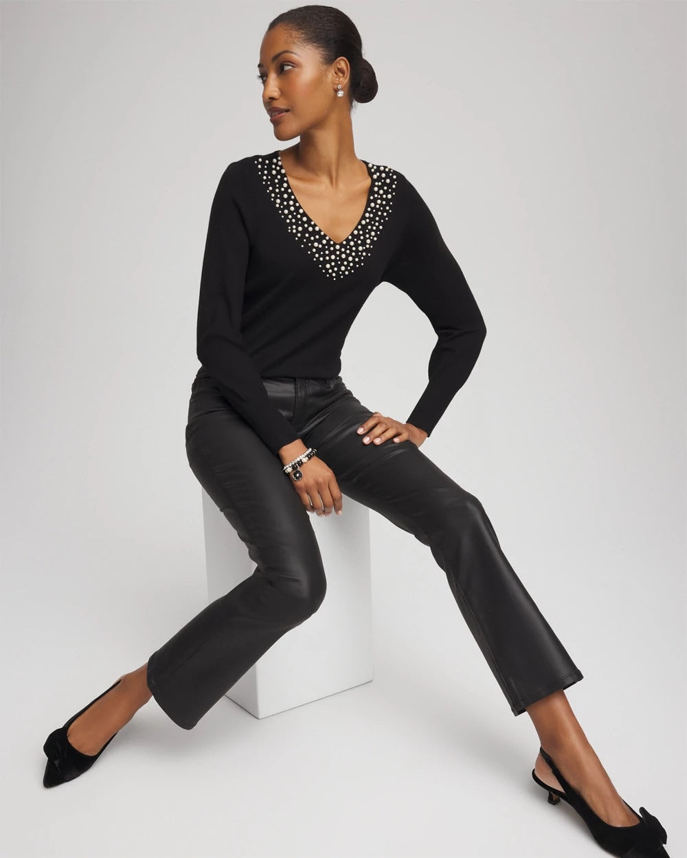 Ella Embellished V-Neck Sweater