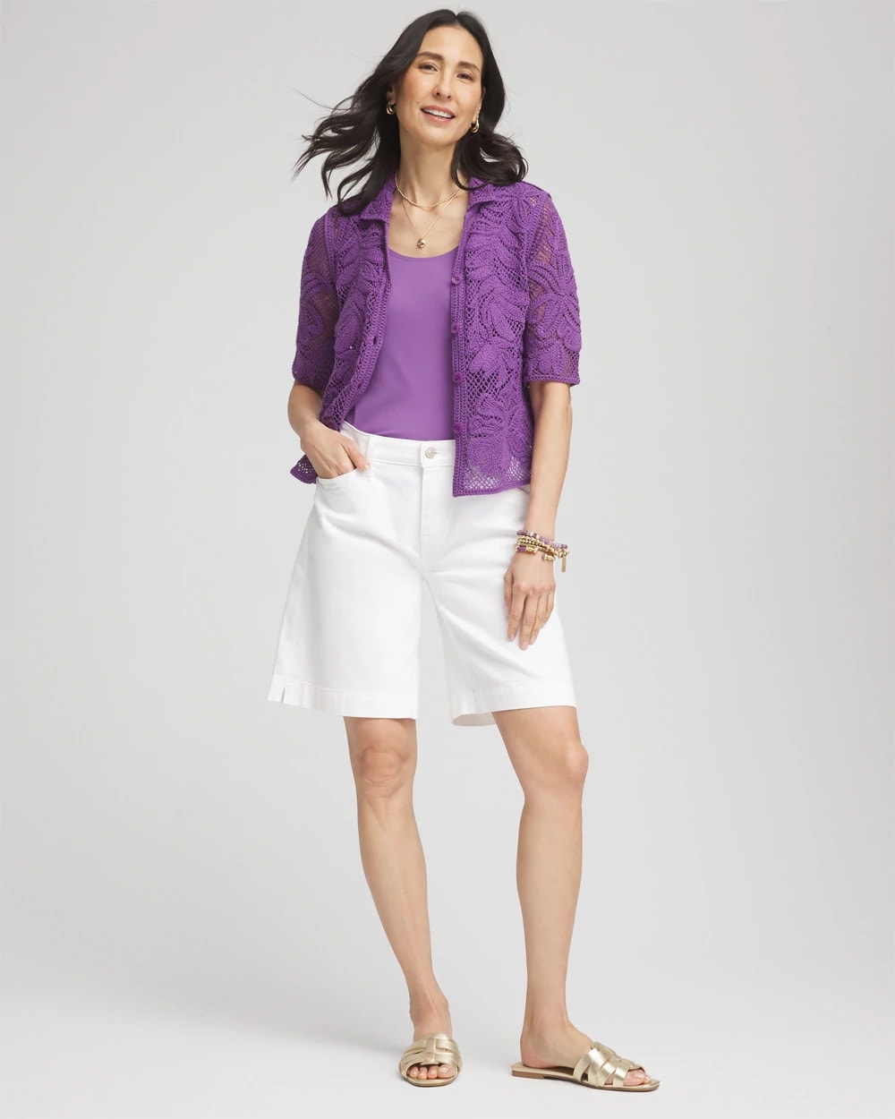 Palm-Frond Crochet-Lace Shacket