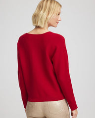 Floral Embellished Dolman V-Neck Pullover