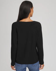 Floral Embellished Dolman V-Neck Pullover