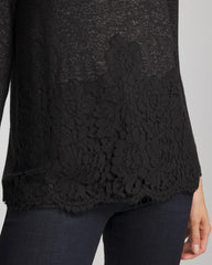 Lace Hem Cowlneck Top