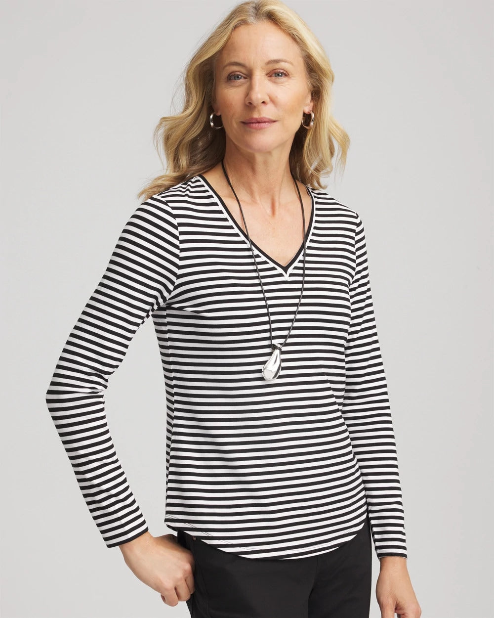 Striped V-Neck Layering Tee