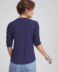 Ruched Sleeve Knit Tee